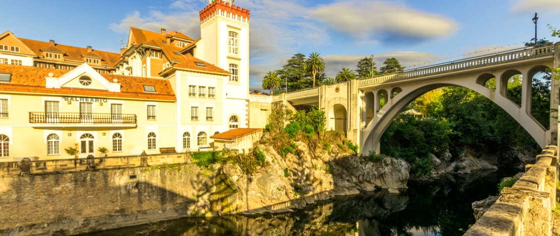 View of the Pas river and Puente Viesgo spa, Cantabria