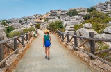 Tourist at the Torcal de Antequera in Malaga, Andalusia