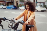 Tourist on a bike in Madrid