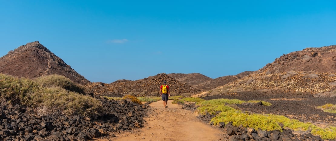 Tourist on Isla de Lobos in Fuerteventura, Canary Islands