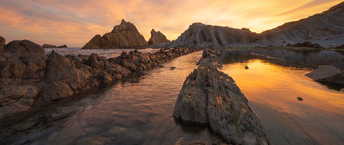 Sunrise on the cliffs of La Arnía, Costa Quebrada, Cantabria