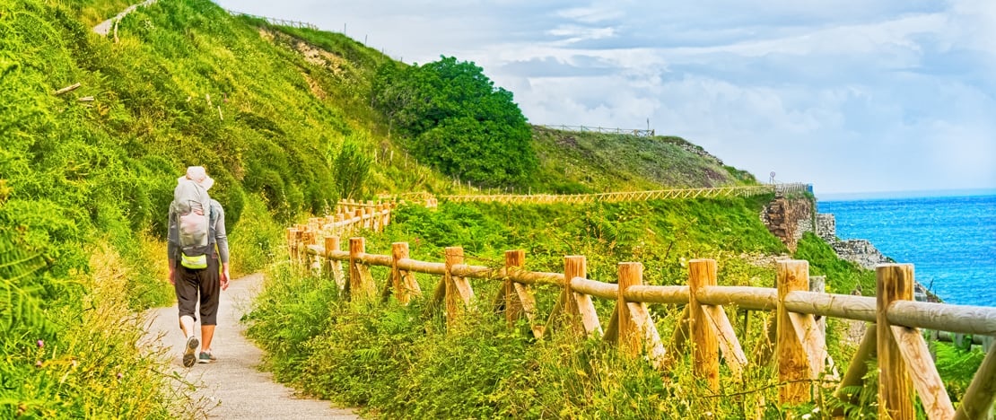 Pilgrim travelling the Camino de Santiago